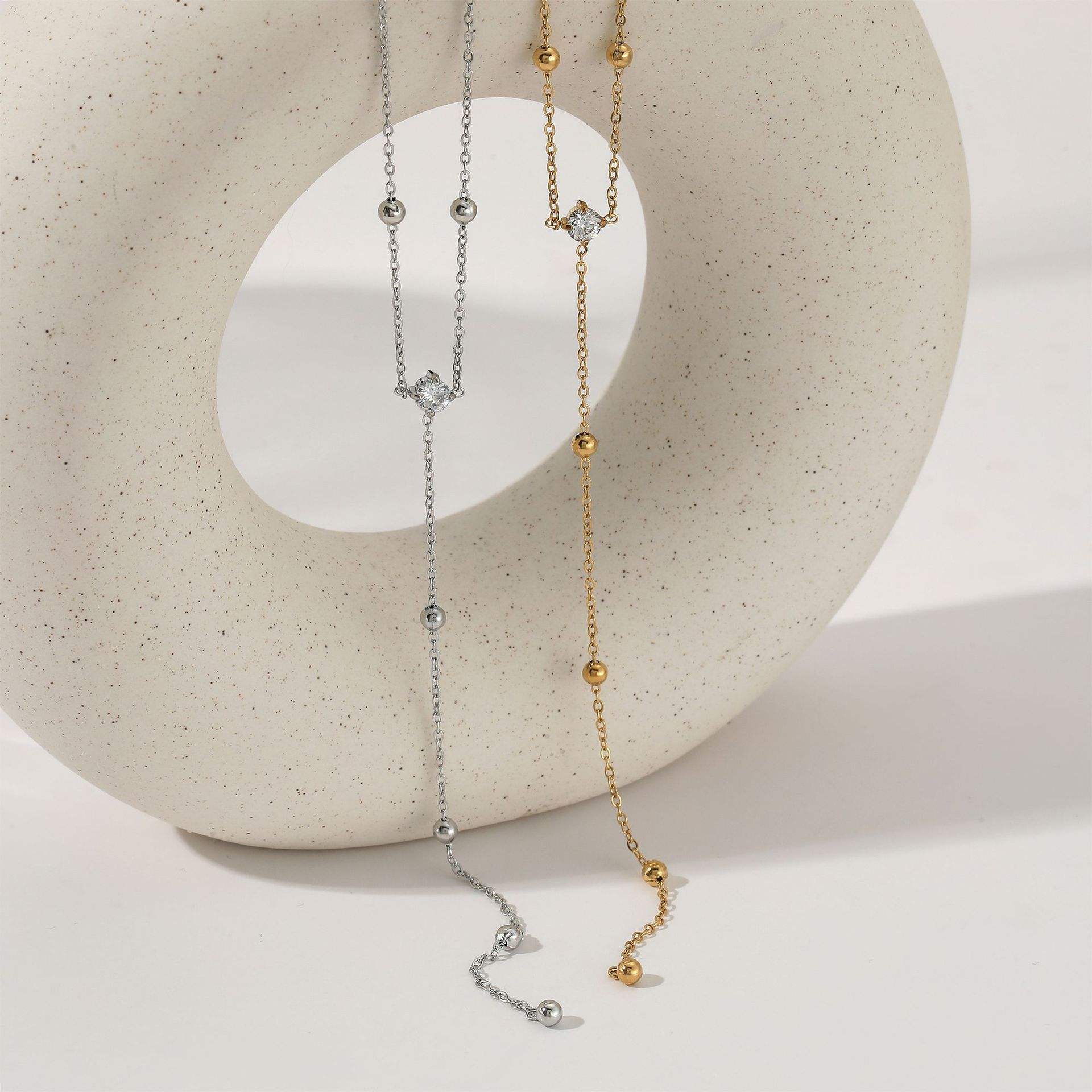 Zircon Pendant Necklace | Y Shape Necklace | ORLABYAMY