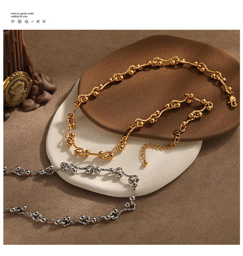 18K Gold Plated Necklace | Stainless Steel Beaded Necklace | ORLABYAMY