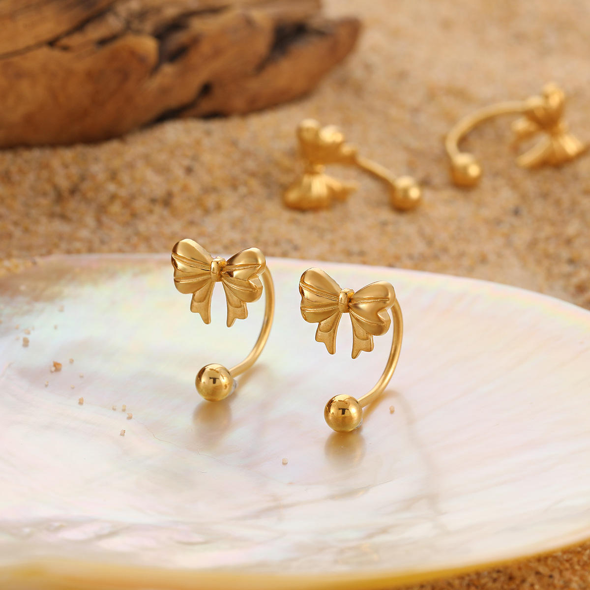 Bow Cuff Earrings | Gold Plated Bow Earrings | ORLABYAMY