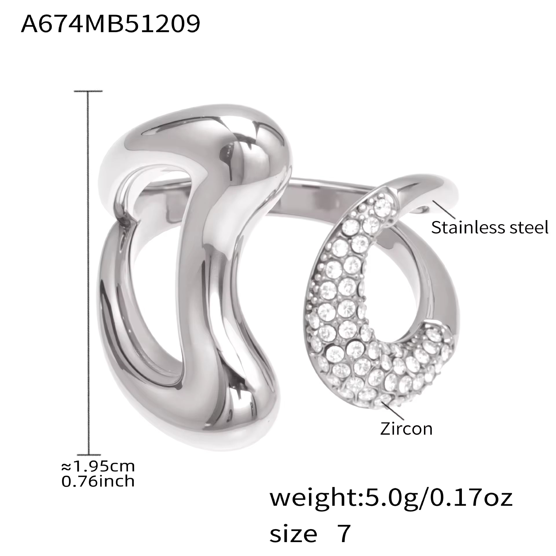 Women’s Open Ring | Zirconia Open Ring | ORLABYAMY