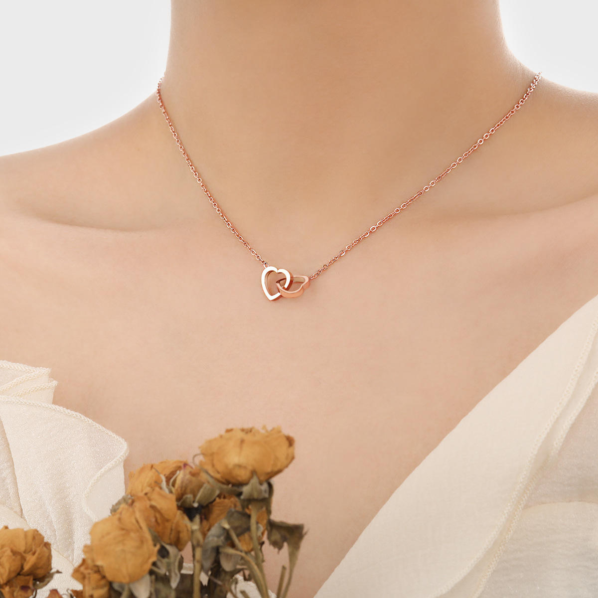 Stainless Steel Heart Pendant | Double Heart Pendant | ORLABYAMY