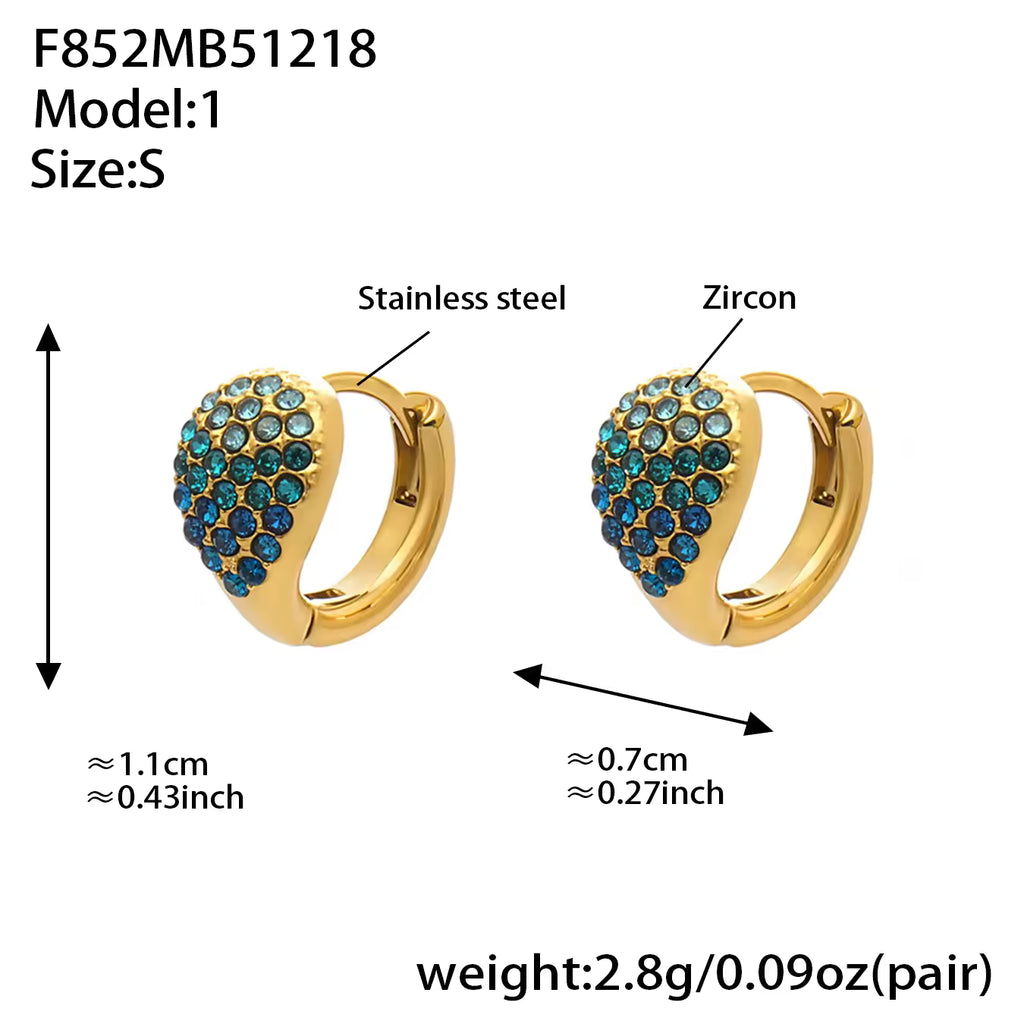 MH geometric hoop earrings with zircons. 18K gold plated stainless steel – perfect party gift jewelry for women