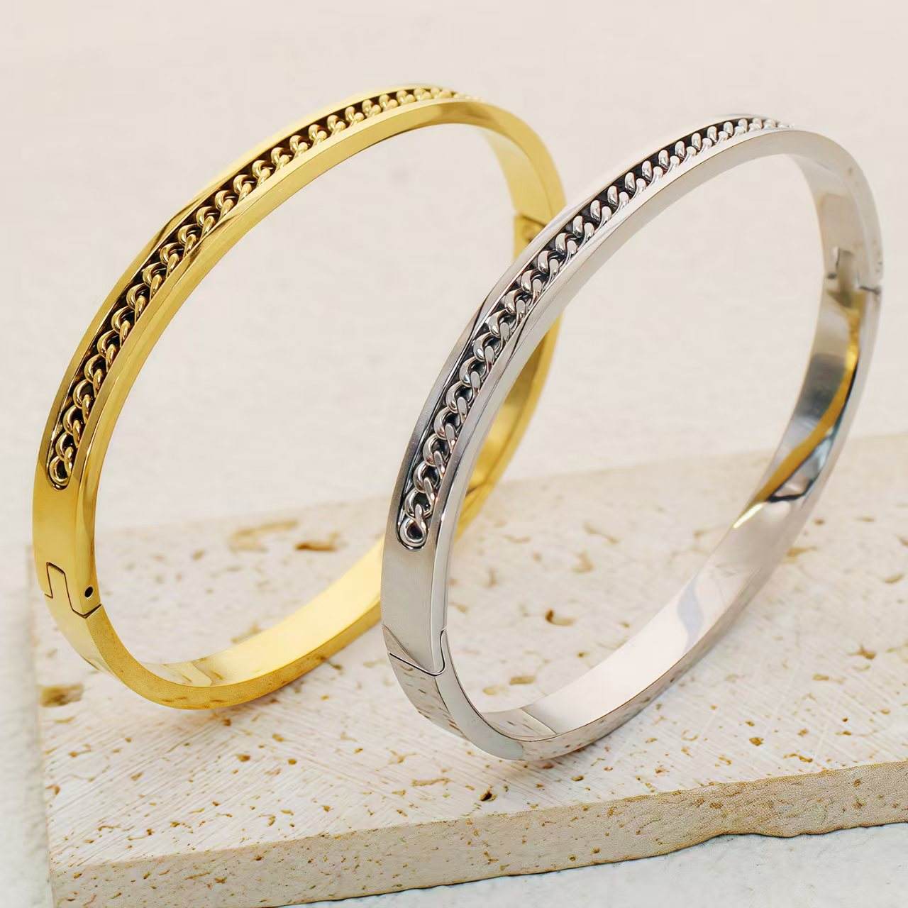 18K Gold, Silver & Rose Gold Plated Stainless Steel Vintage Crown Bracelet