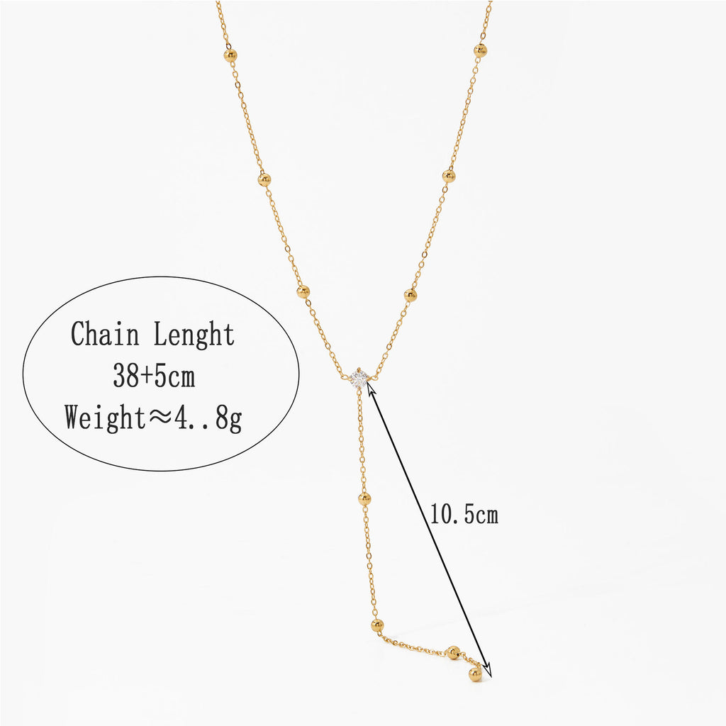 Zircon Pendant Necklace | Y Shape Necklace | ORLABYAMY