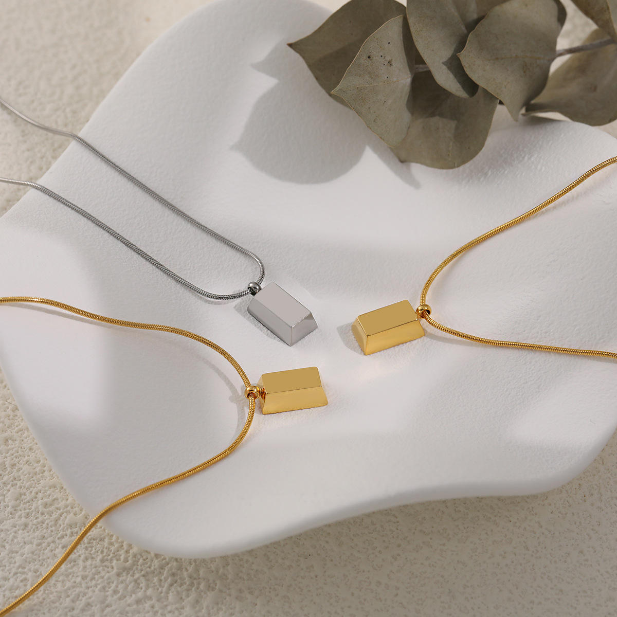 Bar Pendant Necklace | Snake Chain Necklace | ORLABYAMY