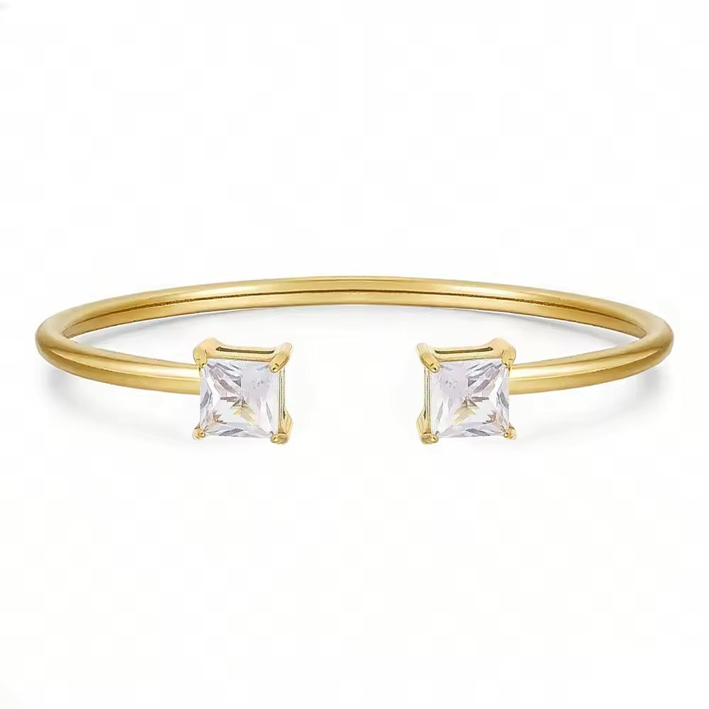White Zircon Cuff Bracelet | Unisex Cuff Bracelet | ORLABYAMY
