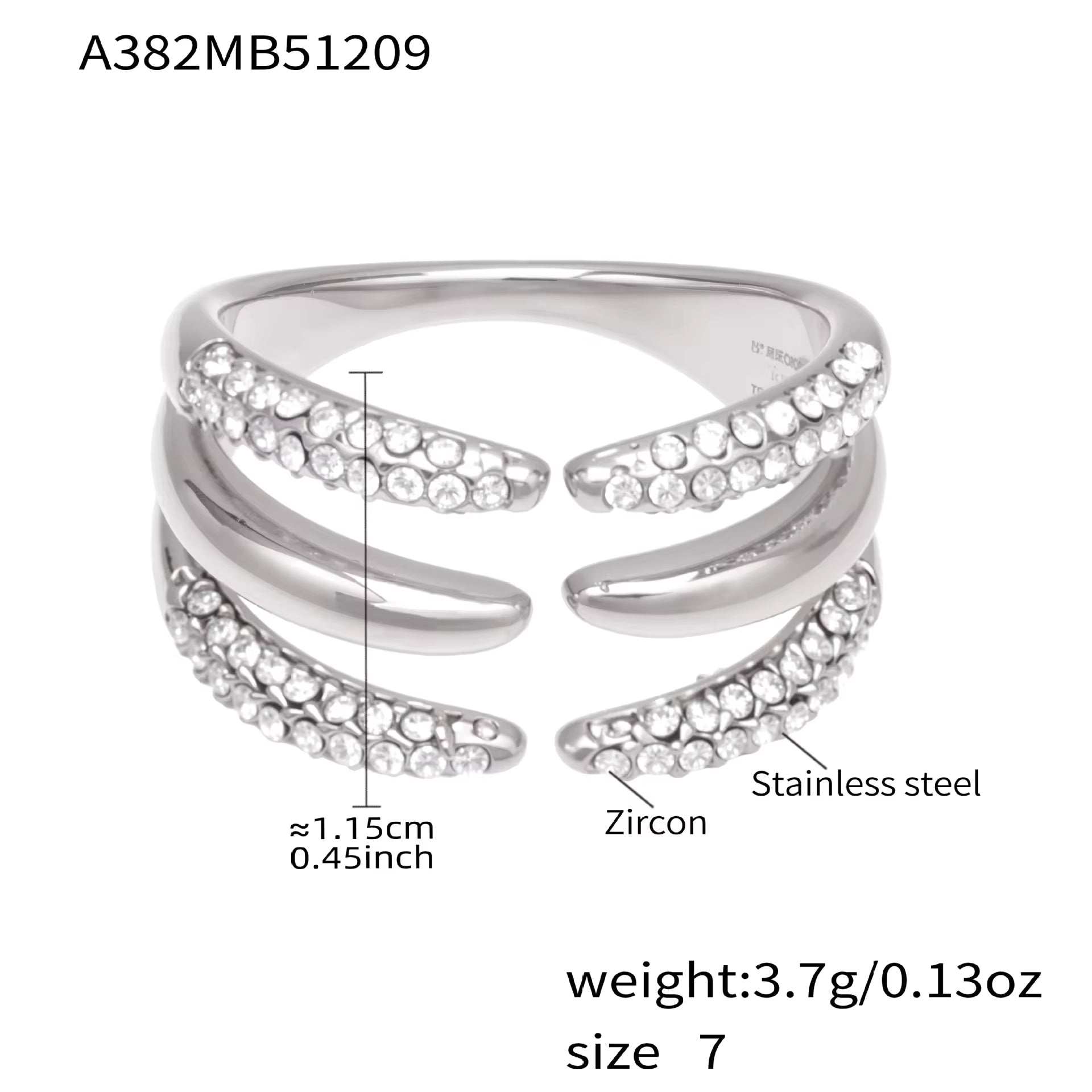 Women’s Open Ring | Zirconia Open Ring | ORLABYAMY