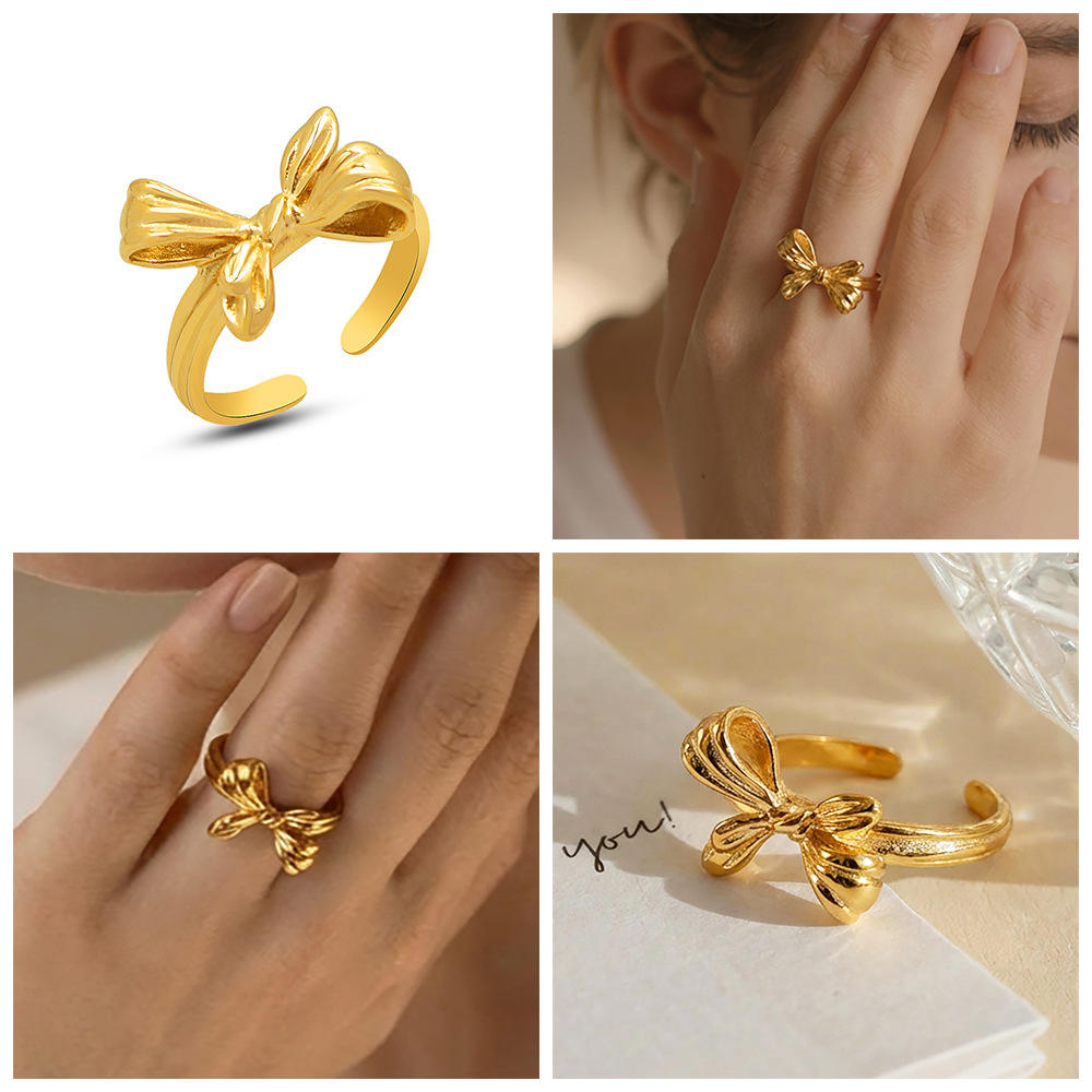 Stainless Steel Bow Ring | Gold Plated Bow Ring | Bow Ring | ORLABYAMY