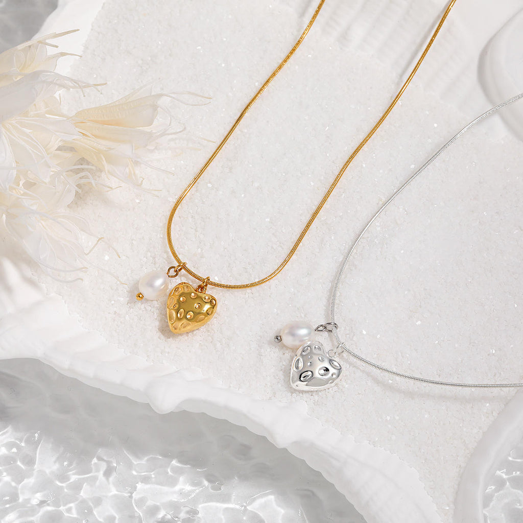 Heart Pendant Necklace | Freshwater Pearl Pendant | ORLABYAMY
