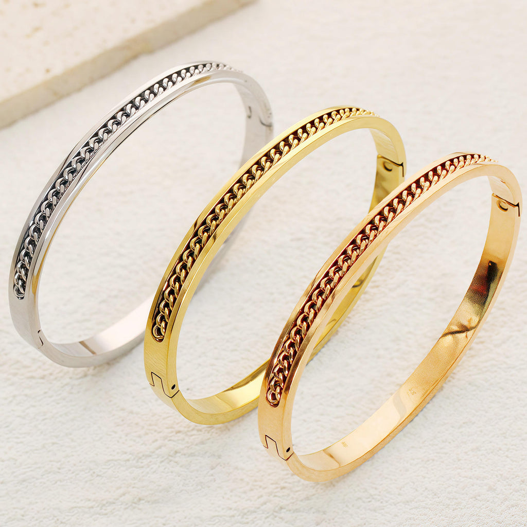 18K Gold, Silver & Rose Gold Plated Stainless Steel Vintage Crown Bracelet