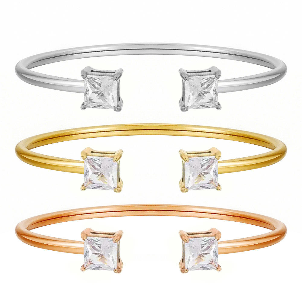 White Zircon Cuff Bracelet | Unisex Cuff Bracelet | ORLABYAMY