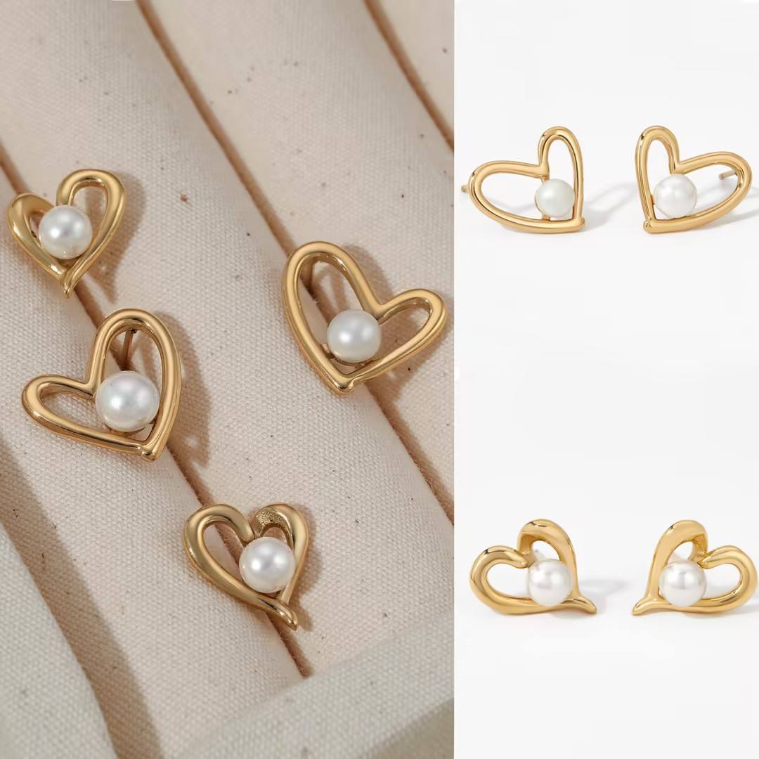 Heart Stud Earrings | Women's Stud Earrings | ORLABYAMY