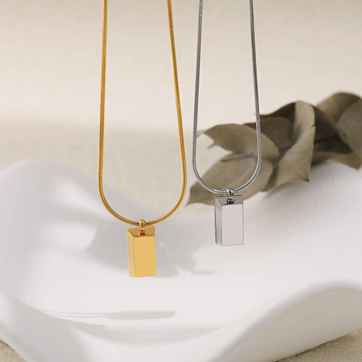 Bar Pendant Necklace | Snake Chain Necklace | ORLABYAMY
