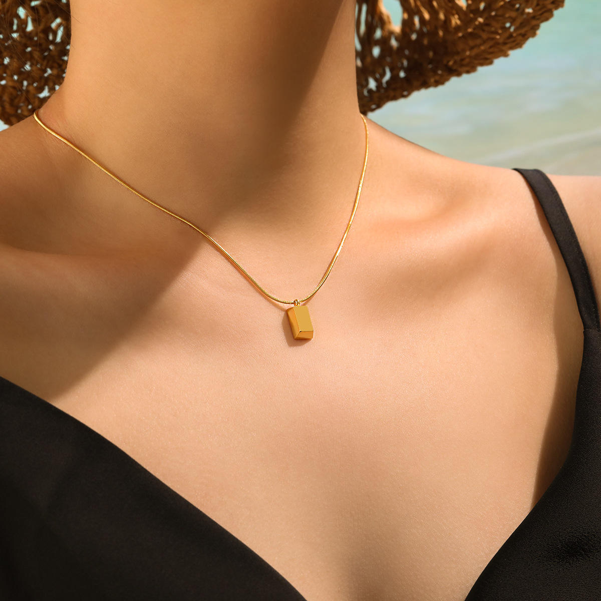 Bar Pendant Necklace | Snake Chain Necklace | ORLABYAMY