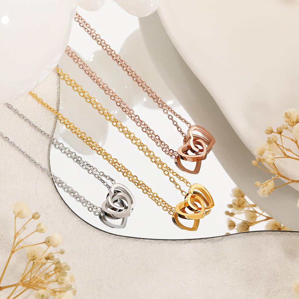 Stainless Steel Heart Pendant | Double Heart Pendant | ORLABYAMY