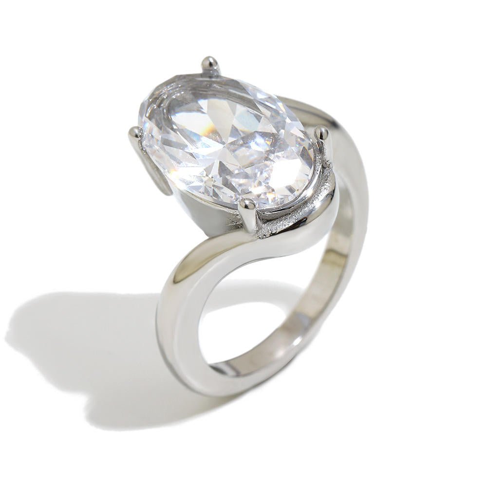Oval Zircon Ring | Gold Plated Ring | ORLABYAMY