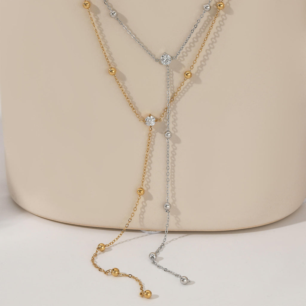 Zircon Pendant Necklace | Y Shape Necklace | ORLABYAMY