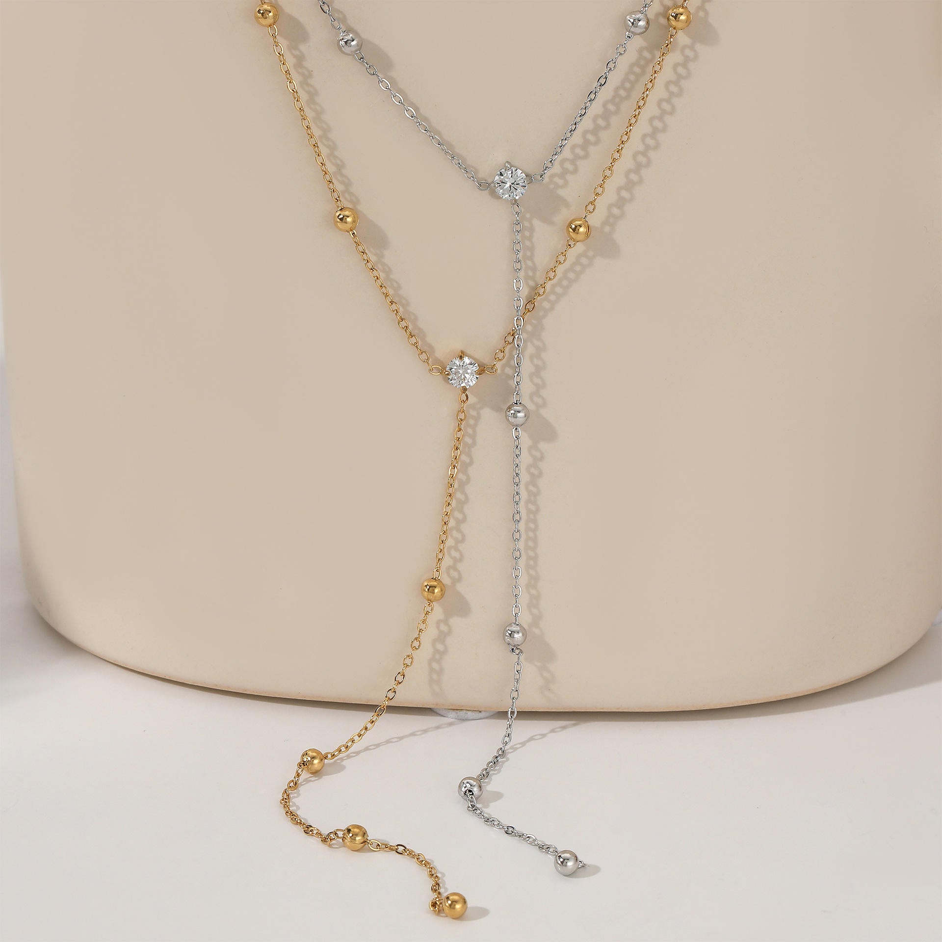 Zircon Pendant Necklace | Y Shape Necklace | ORLABYAMY