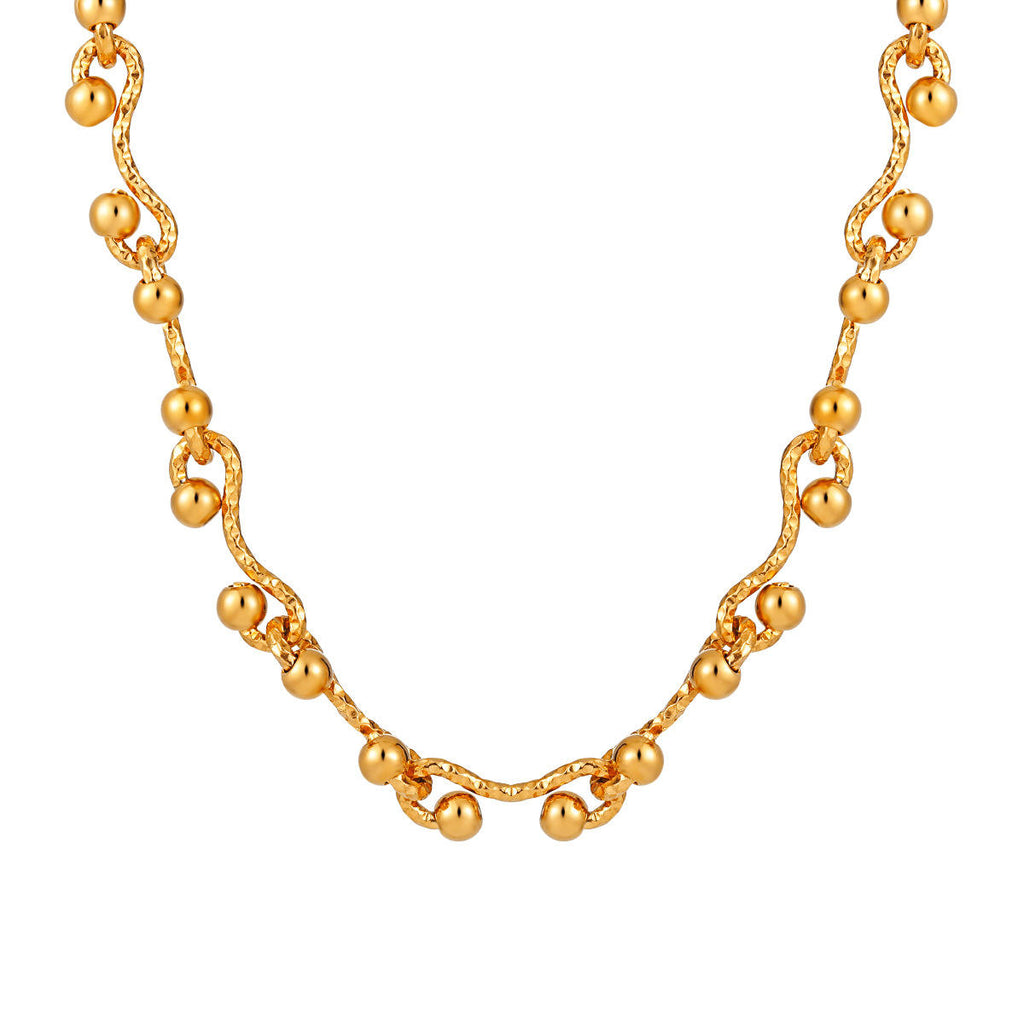 18K Gold Plated Necklace | Stainless Steel Beaded Necklace | ORLABYAMY