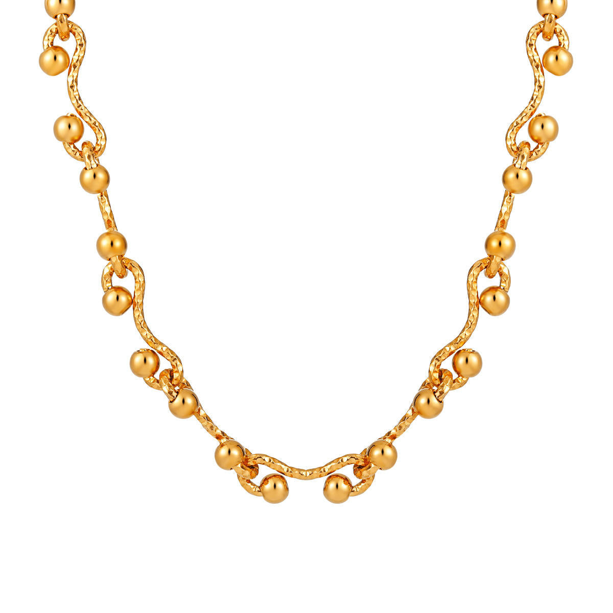 18K Gold Plated Necklace | Stainless Steel Beaded Necklace | ORLABYAMY