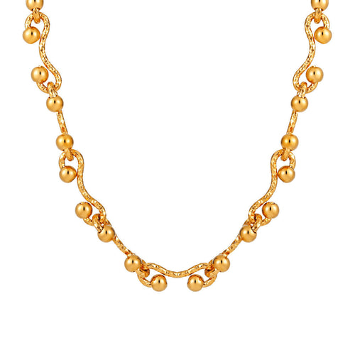 18K Gold Plated Necklace | Stainless Steel Beaded Necklace | ORLABYAMY