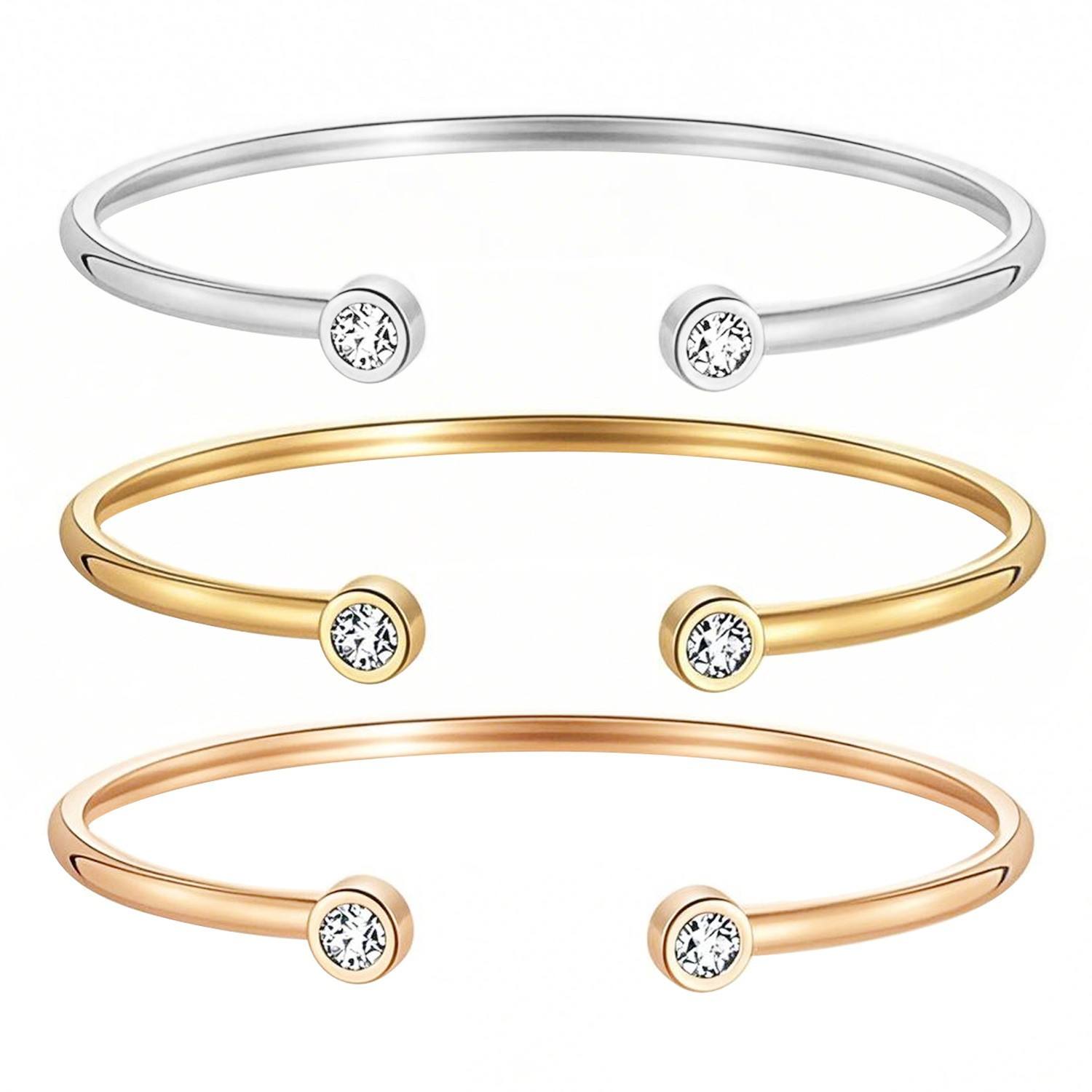 White Zircon Cuff Bracelet | Unisex Cuff Bracelet | ORLABYAMY