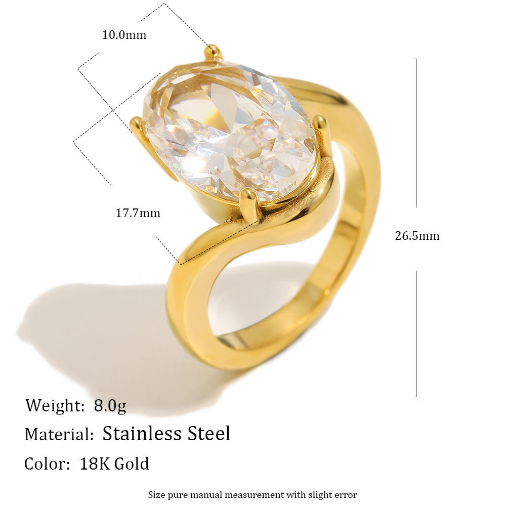 Oval Zircon Ring | Gold Plated Ring | ORLABYAMY