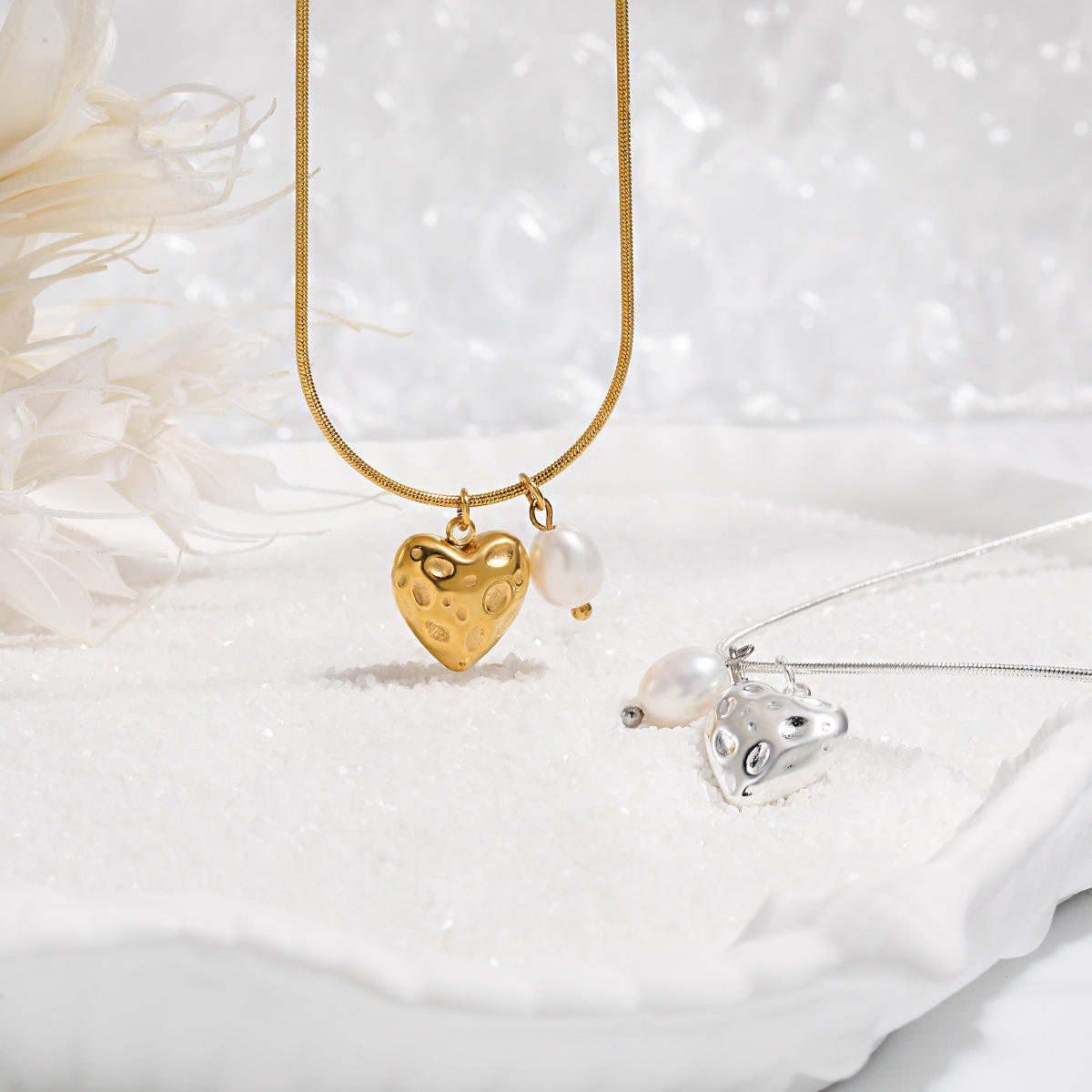 Heart Pendant Necklace | Freshwater Pearl Pendant | ORLABYAMY