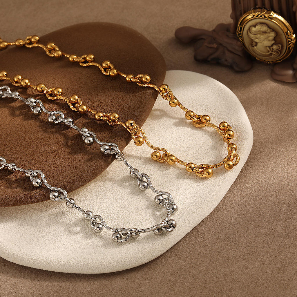 18K Gold Plated Necklace | Stainless Steel Beaded Necklace | ORLABYAMY
