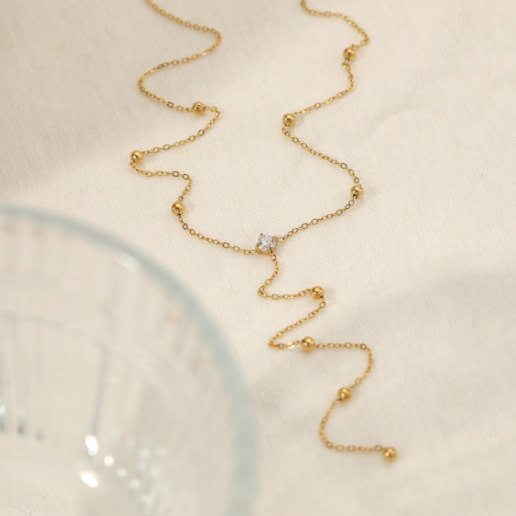 Zircon Pendant Necklace | Y Shape Necklace | ORLABYAMY