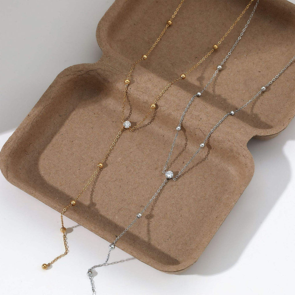 Zircon Pendant Necklace | Y Shape Necklace | ORLABYAMY