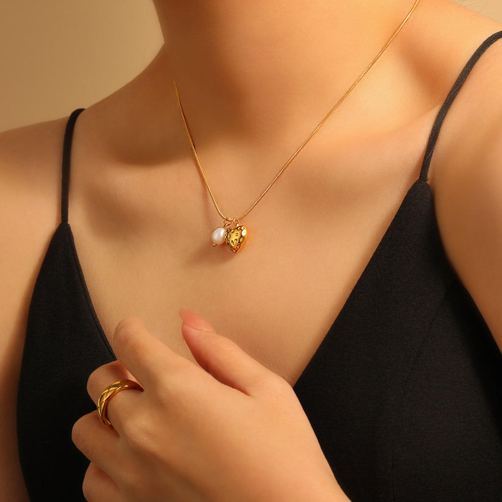 Heart Pendant Necklace | Freshwater Pearl Pendant | ORLABYAMY
