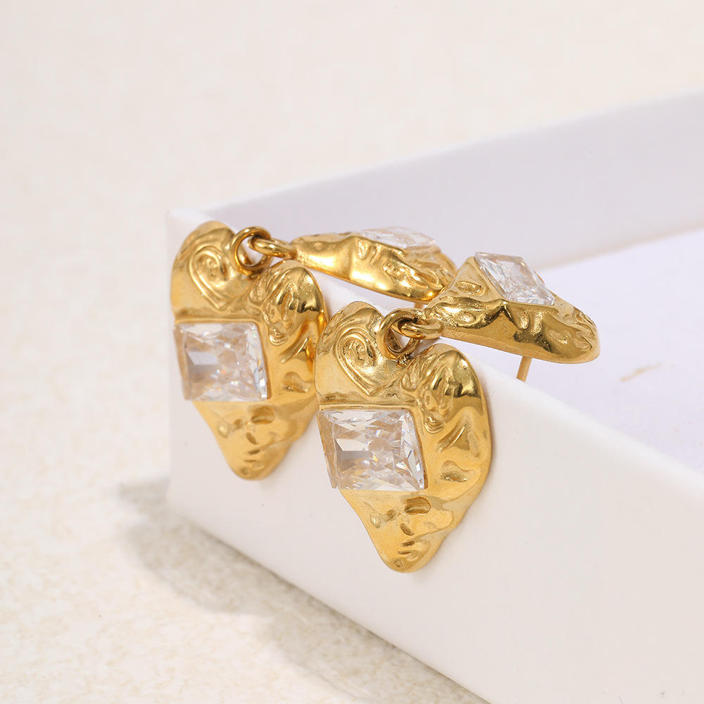 Women's Heart Earrings | Two Heart Drop Earrings  | ORLABYAMY