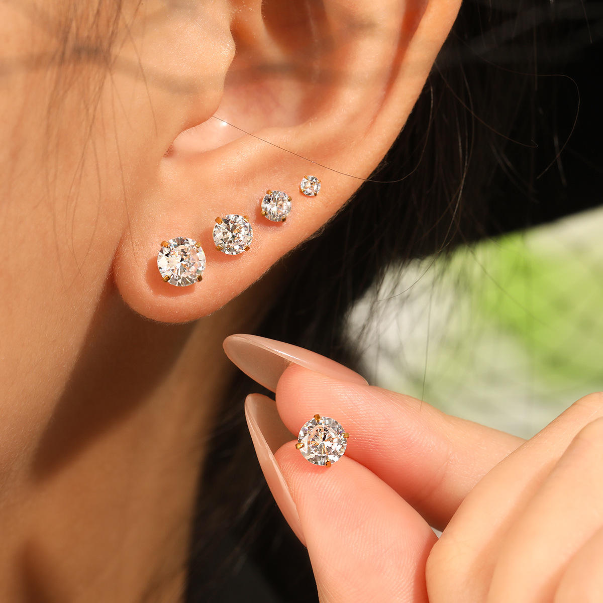 Hoop Huggie Earrings | Zirconia Hoop Earrngs | ORLABYAMY
