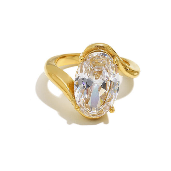 Oval Zircon Ring | Gold Plated Ring | ORLABYAMY